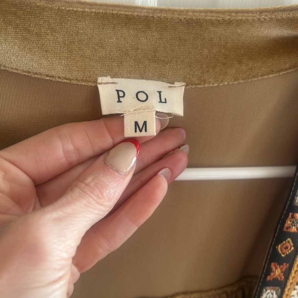 POL Tan Cardigan with Lace Detail - Picture 4 of 4